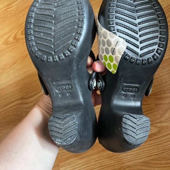 Crocs Black High Heels Sandal Size 8 - Picture 7 of 8